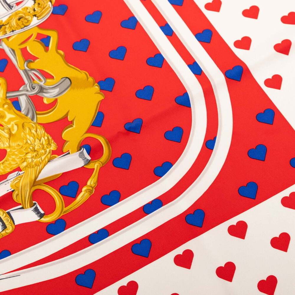 HERMES Red Silk Love Scarf - Picture 4 of 9